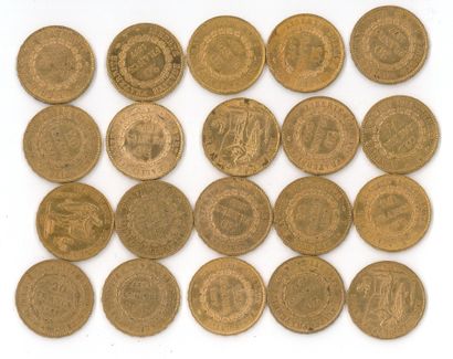 20 gold coins : 20 FF Génie 1877 A