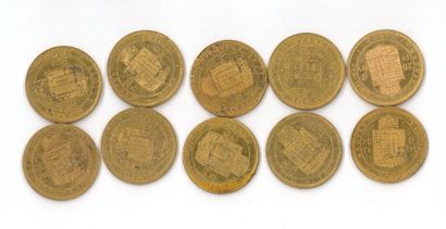 10 monnaies or : 8 Florins Magyar François-Joseph...