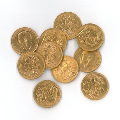 10 monnaies or : Souverain George V P (1915...