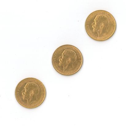 3 monnaies or : Souverain George V 1918 ...