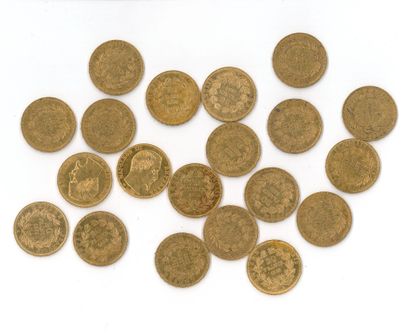 20 gold coins : 20 FF Napoléon III bare head...