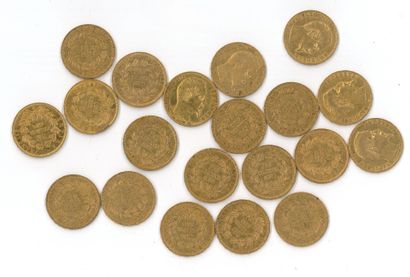 20 gold coins: 20 FF Napoléon III bareheaded...