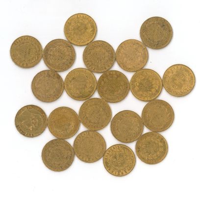 20 gold coins: 20 FF Napoléon III bareheaded...