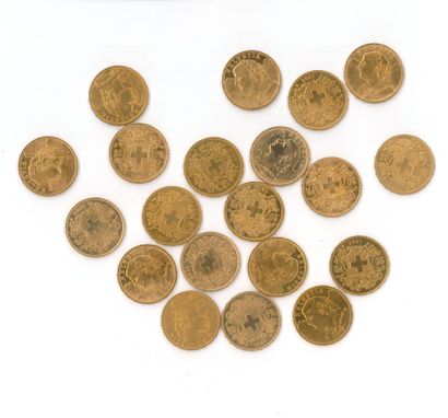 20 monnaies or : 20 francs Suisse (1913 x...