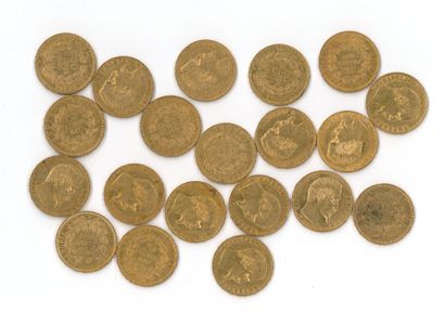 20 gold coins : 20 FF Napoléon III bare head...