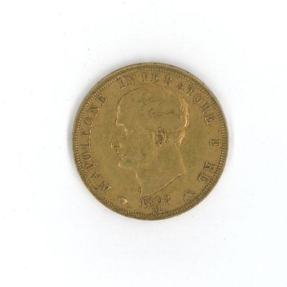 1 monnaie or : 40 Lires Italie Napoléon Empereur...