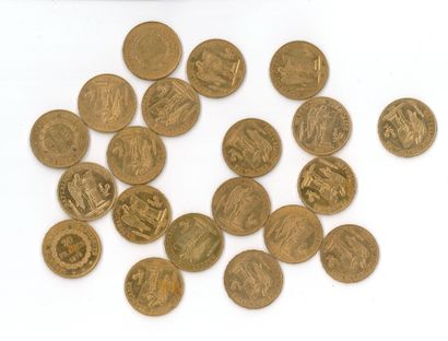 20 gold coins : 20 FF Génie 1878 A
