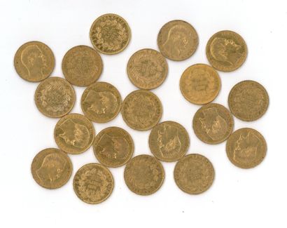 20 gold coins : 20 FF Napoléon III bare head...