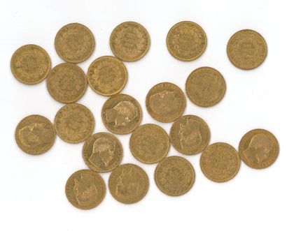 20 gold coins : 20 FF Napoléon III bare head...