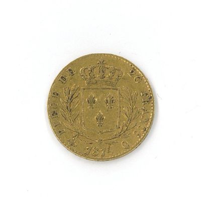 1 gold coin 20 FF Louis XVIII 1814 Q