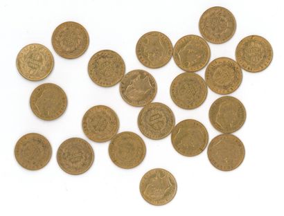 20 gold coins: 10 FF Napoléon III tête laurée...