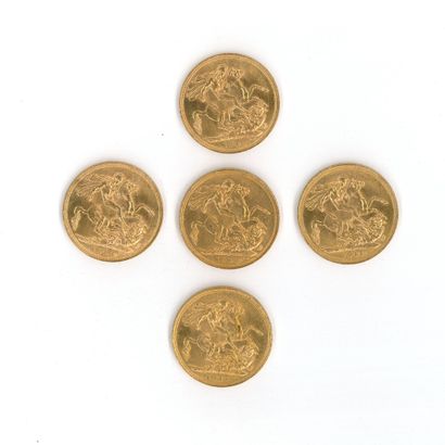 5 monnaies or : Souverain George V (1911...