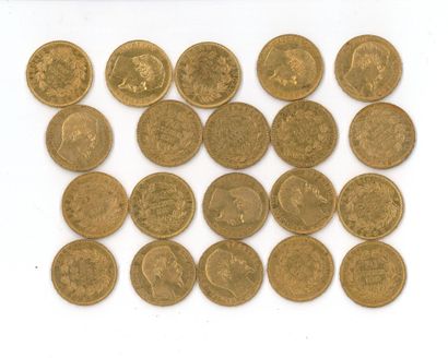 20 gold coins : 20 FF Napoléon III bare head...