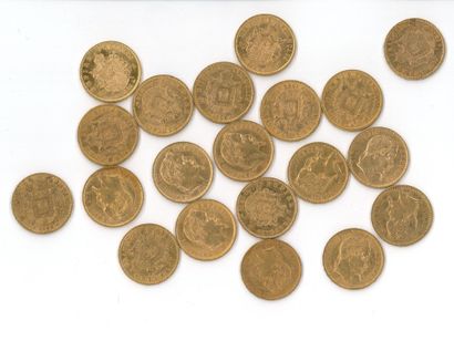 20 gold coins : 20 FF Napoléon III tête laurée...