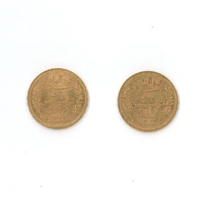 2 monnaies or : 20 Francs Tunisie 1904 A