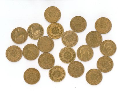 20 gold coins: 20 FF Napoléon III bareheaded...