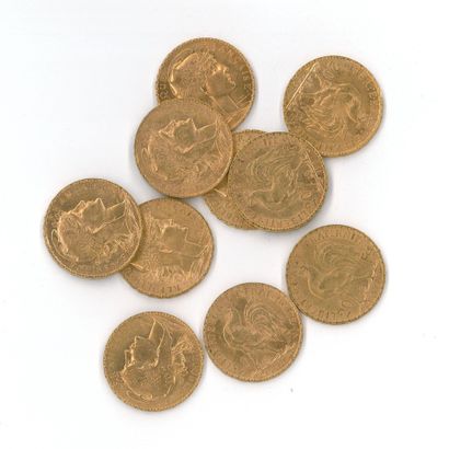 10 gold coins : 20 FF Coq 1907