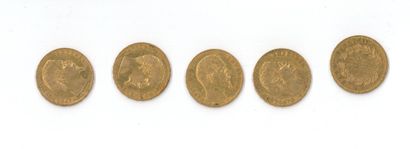 5 gold coins : 20 FF Napoléon III bare head...