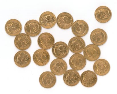 20 gold coins : 20 FF Coq 1910