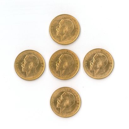 5 monnaies or : Souverain George V (1911...