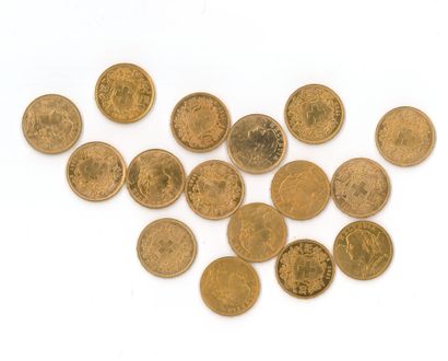 16 monnaies or : 20 francs Suisse (1914 x...