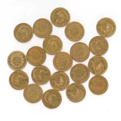 20 gold coins : 20 FF Napoléon III bare head...