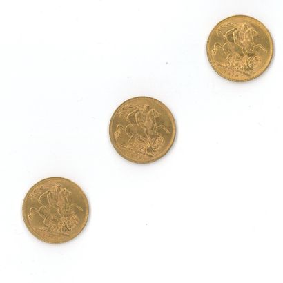 3 monnaies or : Souverain George V 1918 ...