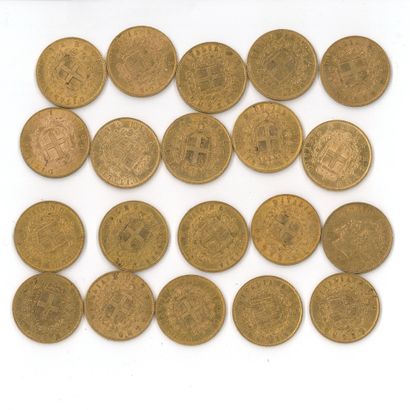 20 monnaies or : 20 Lires Victor Emmanuel...