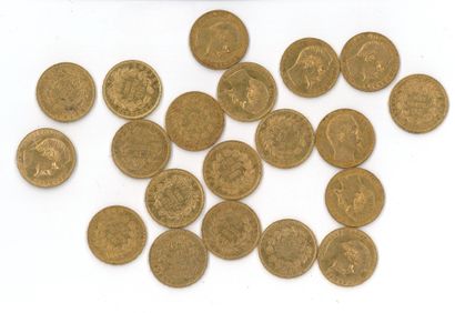 20 gold coins : 20 FF Napoléon III bare head...