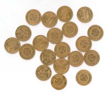 20 gold coins : 20 FF Génie 1877 A