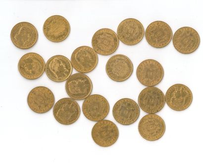 20 gold coins : 20 FF Napoléon III tête laurée...