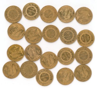 20 gold coins : 20 FF Génie 1878 A