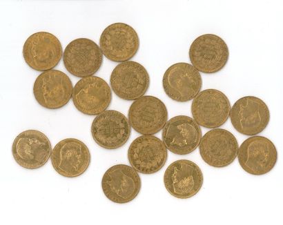20 gold coins : 20 FF Napoléon III bare head...