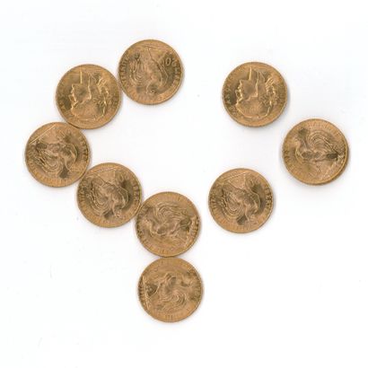 10 gold coins : 20 FF Coq 1912