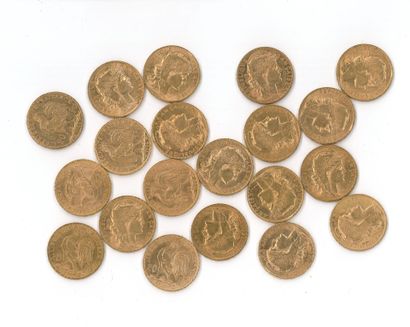 20 gold coins 20 FF Coq (1904 x 1, 1906 x...