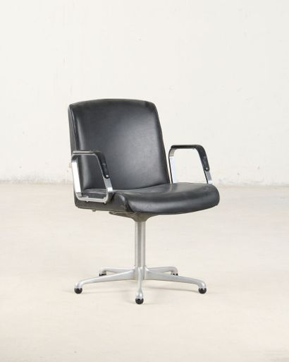 Set of twelve office chairs with chrome bases,...