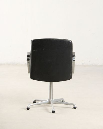 Set of six office chairs with chrome bases,...