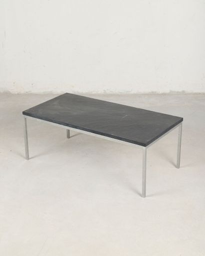 Rectangular coffee table, slate top, metal...