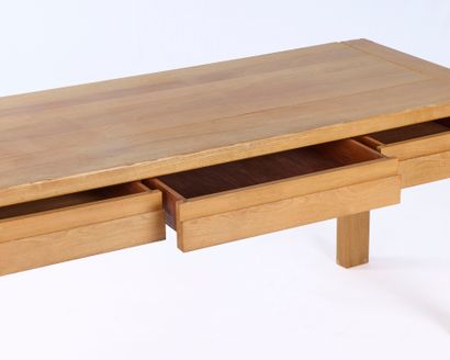 Pierre CHAPO (1927-1987)
Elm-wood desk table,...