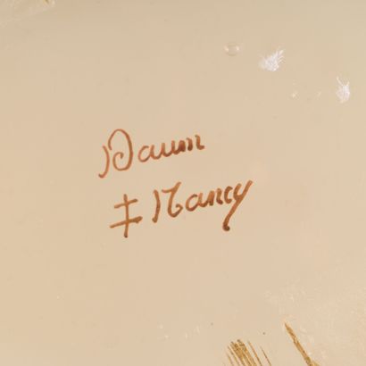 DAUM NANCY.
Oval bowl in frosted, colored...