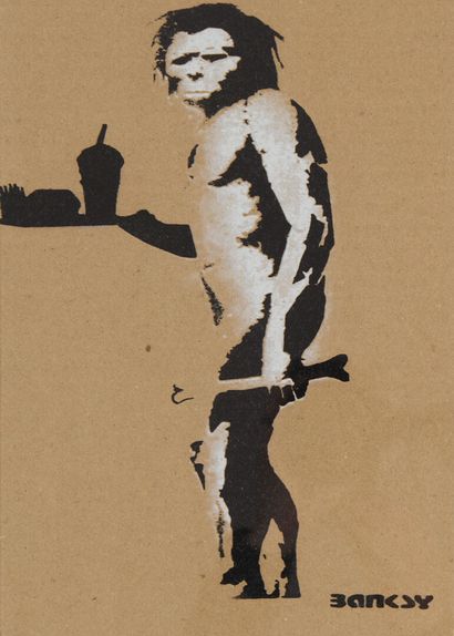 Banksy (né en 1974)
The cave man
Pochoir...