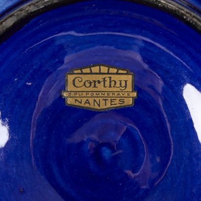 TOURS circa 1930. Large covered vase in fine...