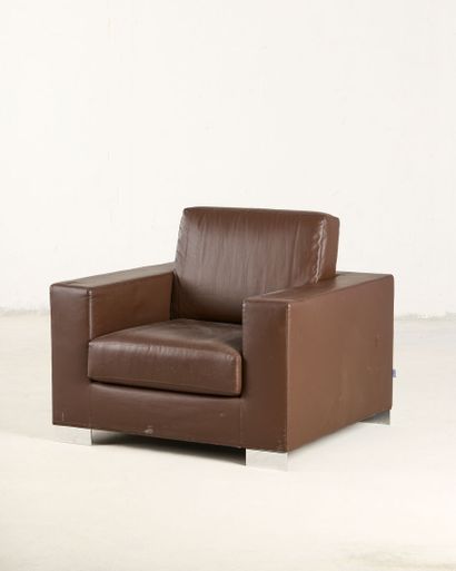 VIA DELLA SPIGA
Pair of brown faux leather...
