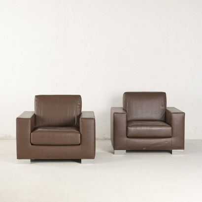 VIA DELLA SPIGA
Pair of brown faux leather...