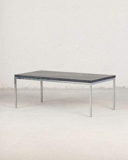 Rectangular coffee table, slate top, metal...