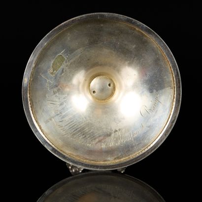 Calice en argent, la coupe en vermeil, décor...