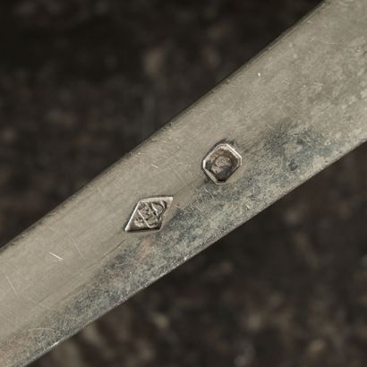 Louche en argent uni. 38 cm. 186 g. 950/...