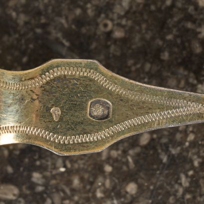 Lot de pièces de service en argent et vermeil...