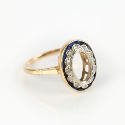 Two-tone gold ring set with small diamonds...