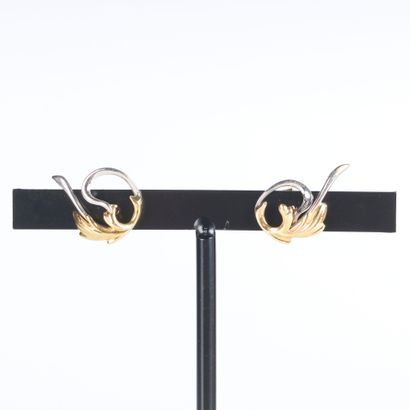 Pair of two-tone gold earrings with Belgian...